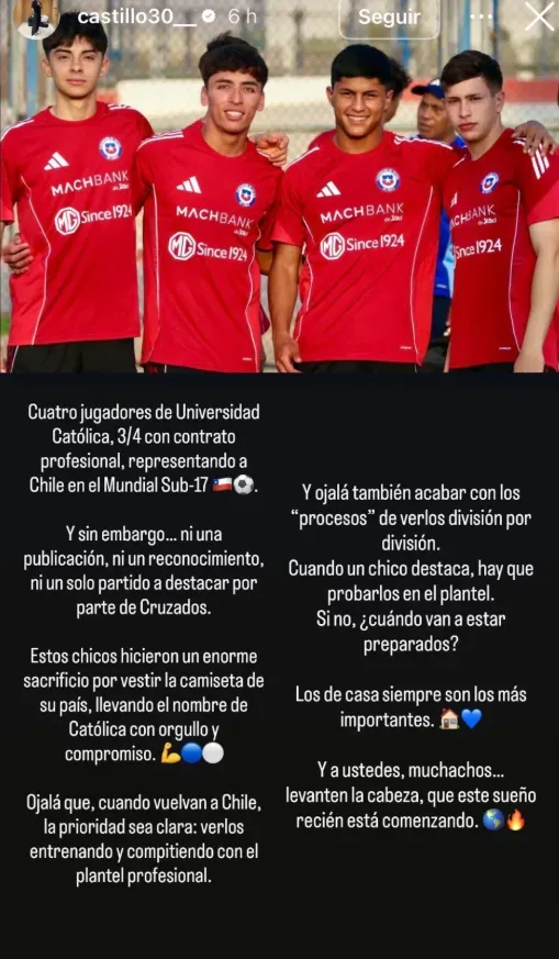 Nicolás Castillo se lanza contra la UC.