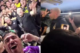 Festejos de Coquimbo Unido tras triunfo en Libertadores.