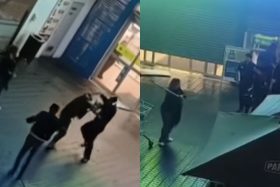 VIDEO | ¡Parecía batalla campal! Captan feroz pelea a combos y palos entre guardias y delincuentes en supermercado de Valparaíso