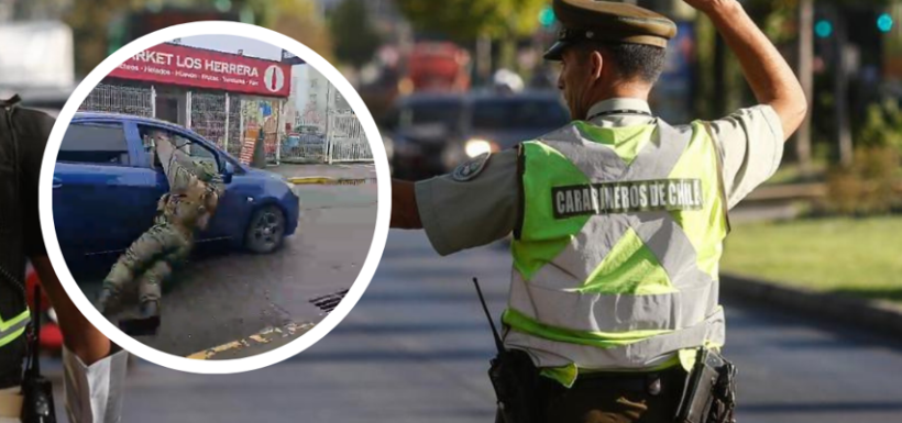 video carabinero arrastrado